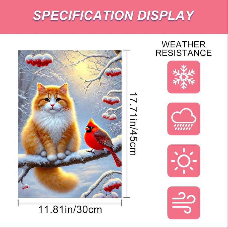 BlissYard Christmas Garden Flag 12x18 Inch Adorable Cat Winter Garden Flag Snowy Forest Scene Welcome Winter Flags Seasonal Outdoor Christmas Flags Yard Patio Home Décor - Image 5